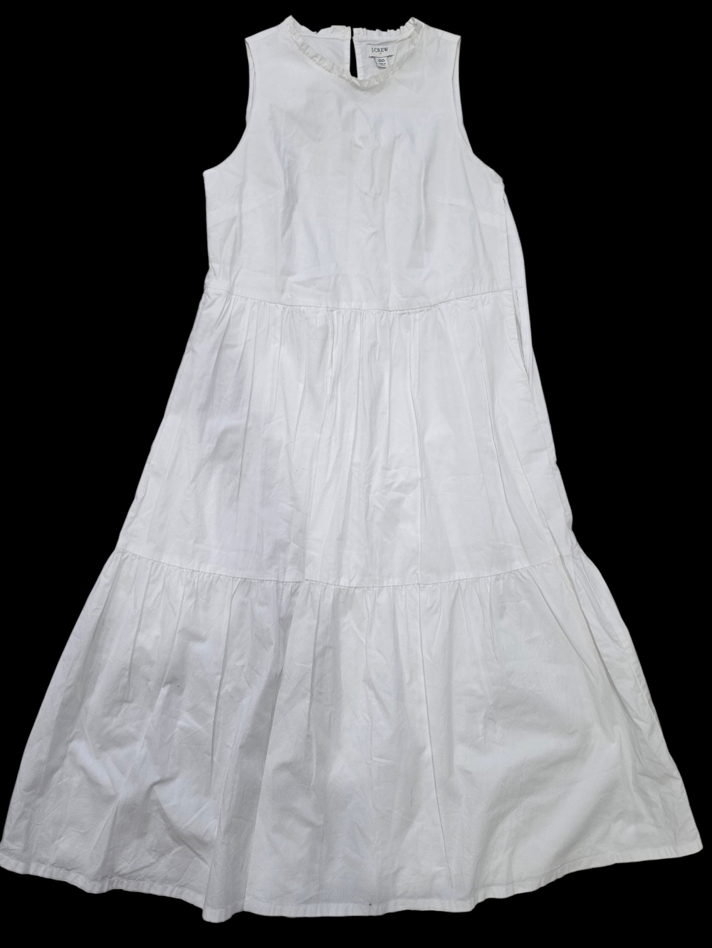 J. Crew White Sleeveless Tiered Cotton Prarie White Dress Woman Size 00